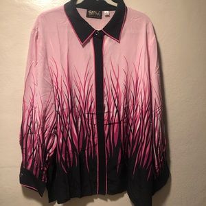 Bob Mackie 3x wearable art silk button down blouse